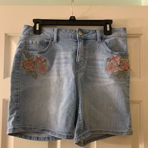 Embroidered Jean Shorts